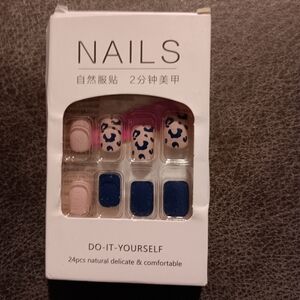 DIY Nail Art Set - Pink and Blue Leopard Design